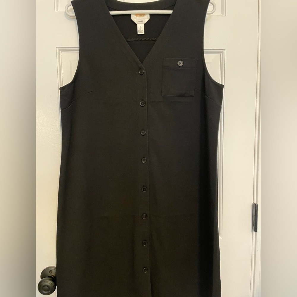 Talbots black ALine Jumper - v neck - black buttons down the entire front - Picture 3 of 7